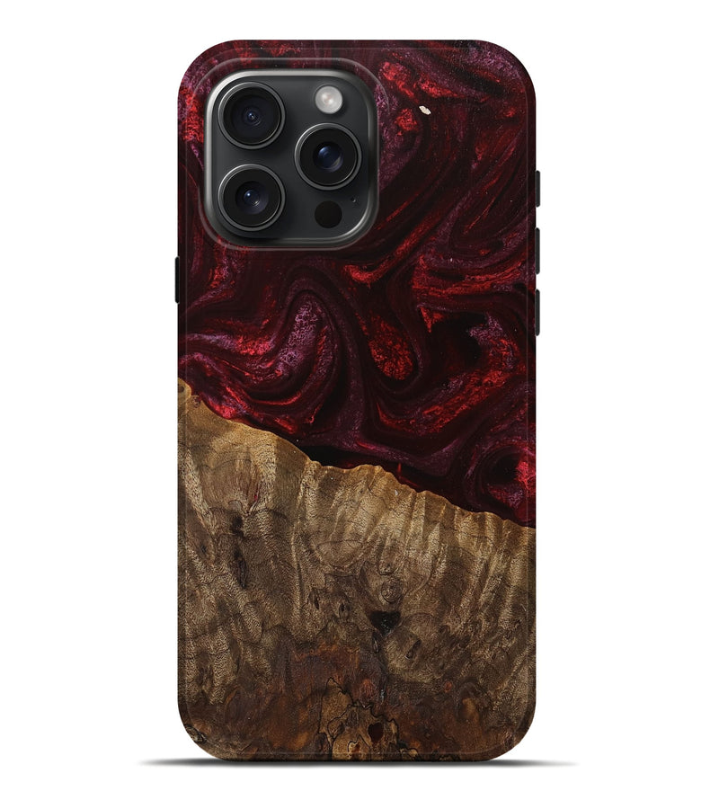 iPhone 16 Pro Max Wood Live Edge Phone Case - Tariq (Red, 745697)