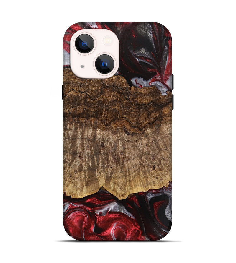 iPhone 14 Wood Live Edge Phone Case - Abigail (Red, 745698)