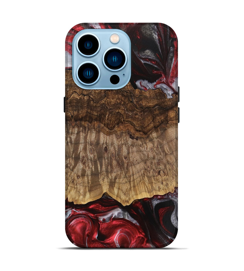 iPhone 14 Pro Wood Live Edge Phone Case - Abigail (Red, 745698)