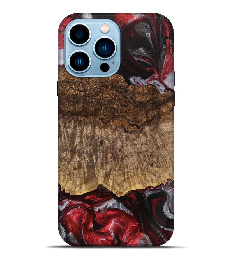 iPhone 14 Pro Max Wood Live Edge Phone Case - Abigail (Red, 745698)