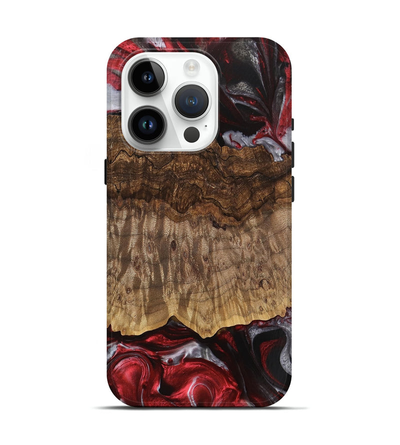 iPhone 15 Pro Wood Live Edge Phone Case - Abigail (Red, 745698)