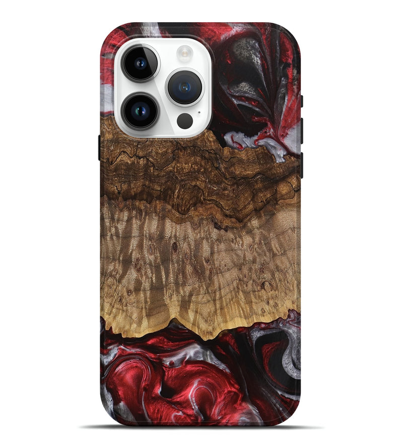 iPhone 15 Pro Max Wood Live Edge Phone Case - Abigail (Red, 745698)