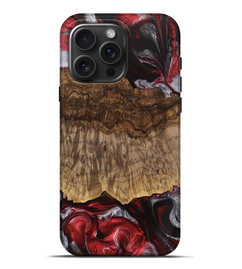 iPhone 16 Pro Max Wood Live Edge Phone Case - Abigail (Red, 745698)