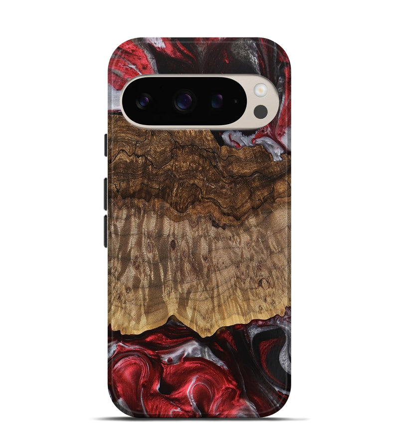 Pixel 9 Pro Wood Live Edge Phone Case - Abigail (Red, 745698)