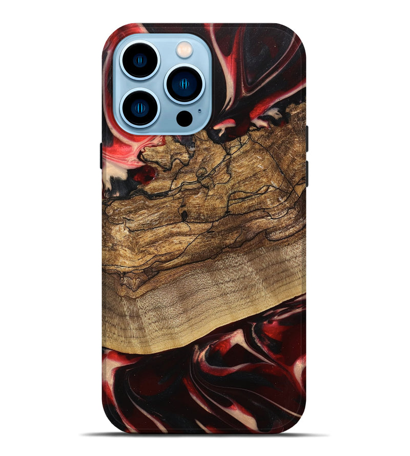 iPhone 14 Pro Max Wood Live Edge Phone Case - Lonzo (Red, 745699)