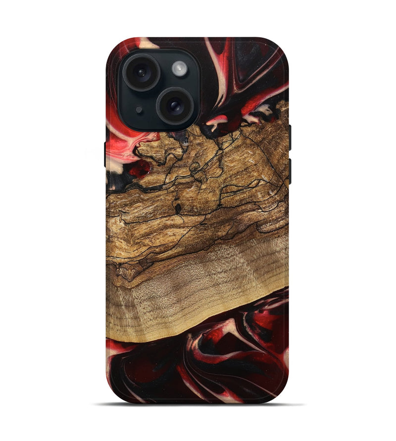 iPhone 15 Wood Live Edge Phone Case - Lonzo (Red, 745699)