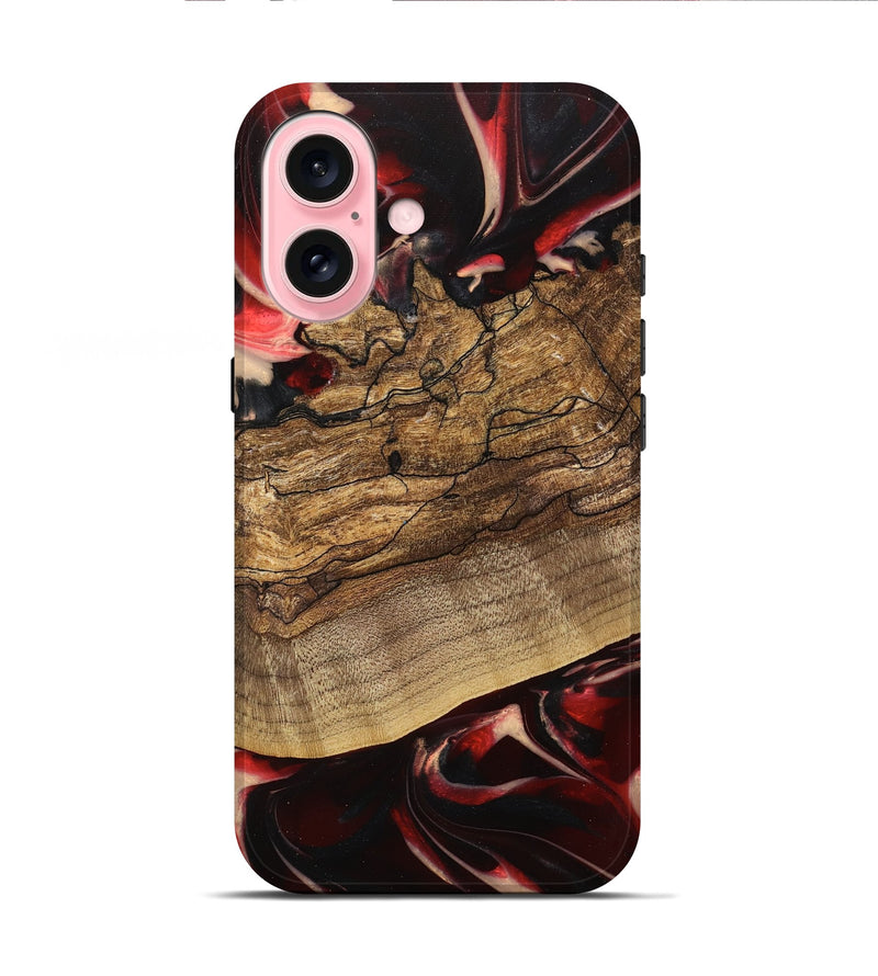 iPhone 16 Wood Live Edge Phone Case - Lonzo (Red, 745699)