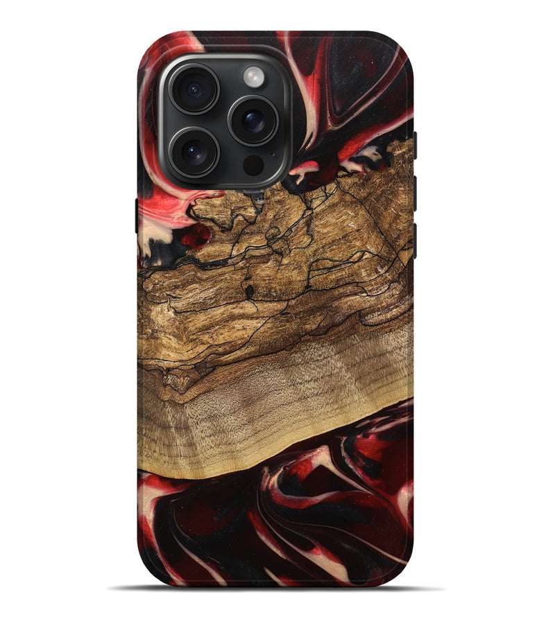 iPhone 16 Pro Max Wood Live Edge Phone Case - Lonzo (Red, 745699)