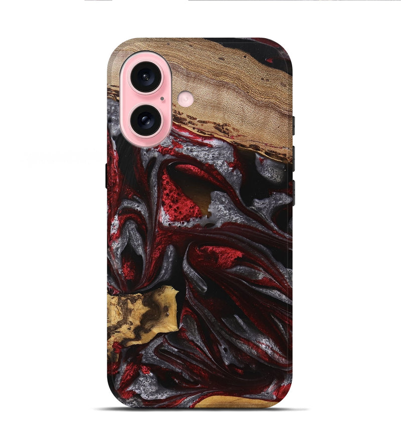 iPhone 16 Wood Live Edge Phone Case - Nakita (Red, 745700)