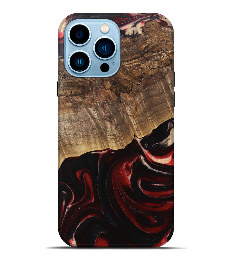 iPhone 14 Pro Max Wood Live Edge Phone Case - Bristol (Red, 745701)