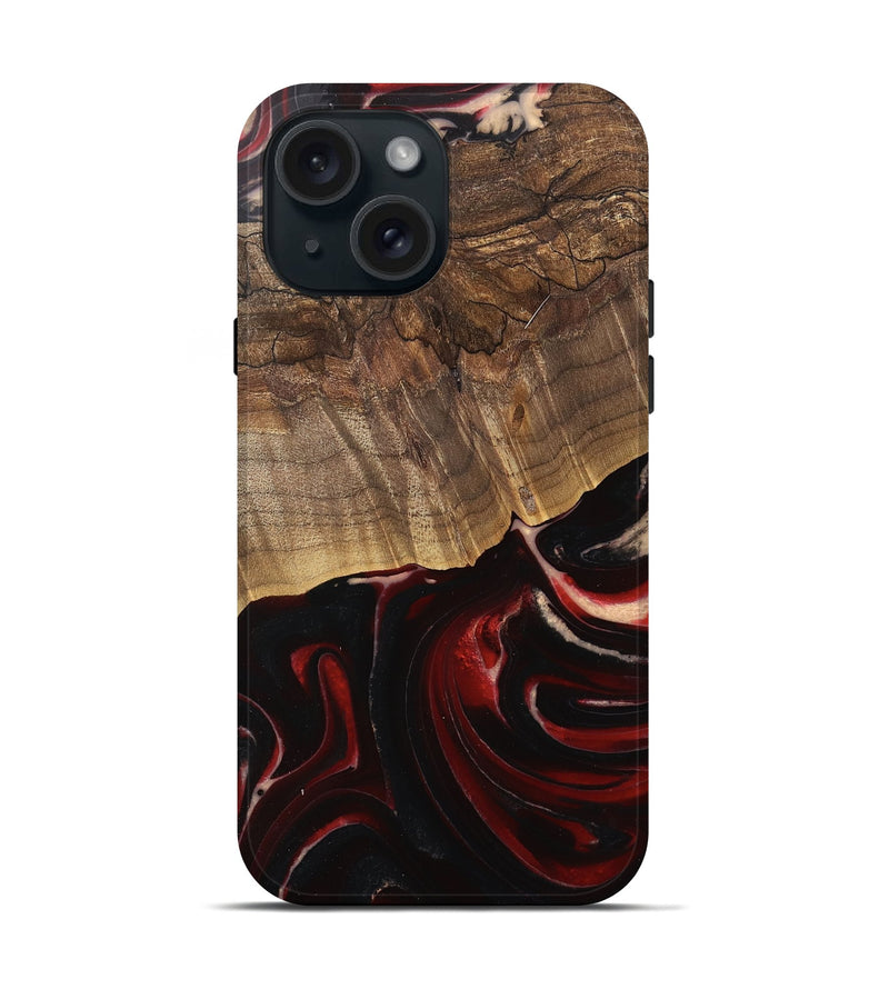 iPhone 15 Wood Live Edge Phone Case - Bristol (Red, 745701)