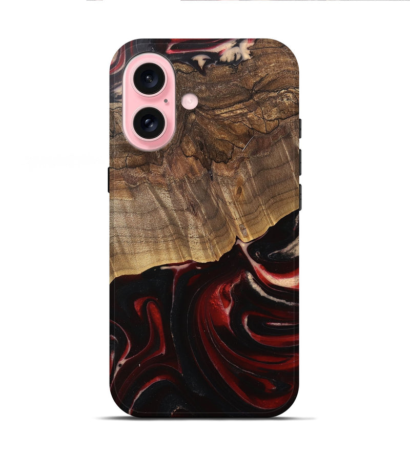 iPhone 16 Wood Live Edge Phone Case - Bristol (Red, 745701)