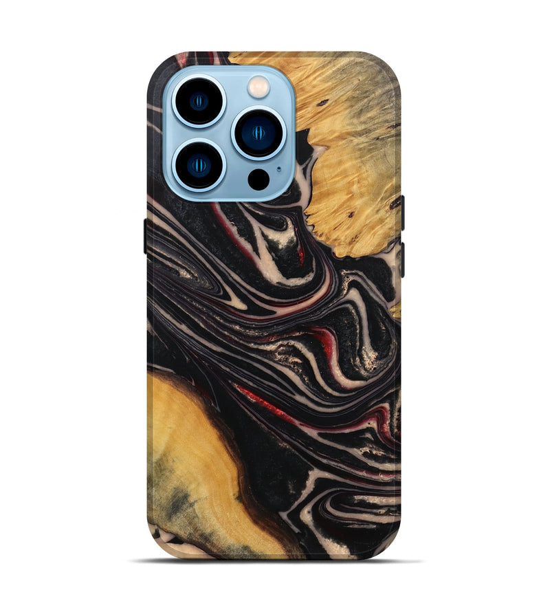 iPhone 14 Pro Wood Live Edge Phone Case - Rowen (Black & White, 745702)