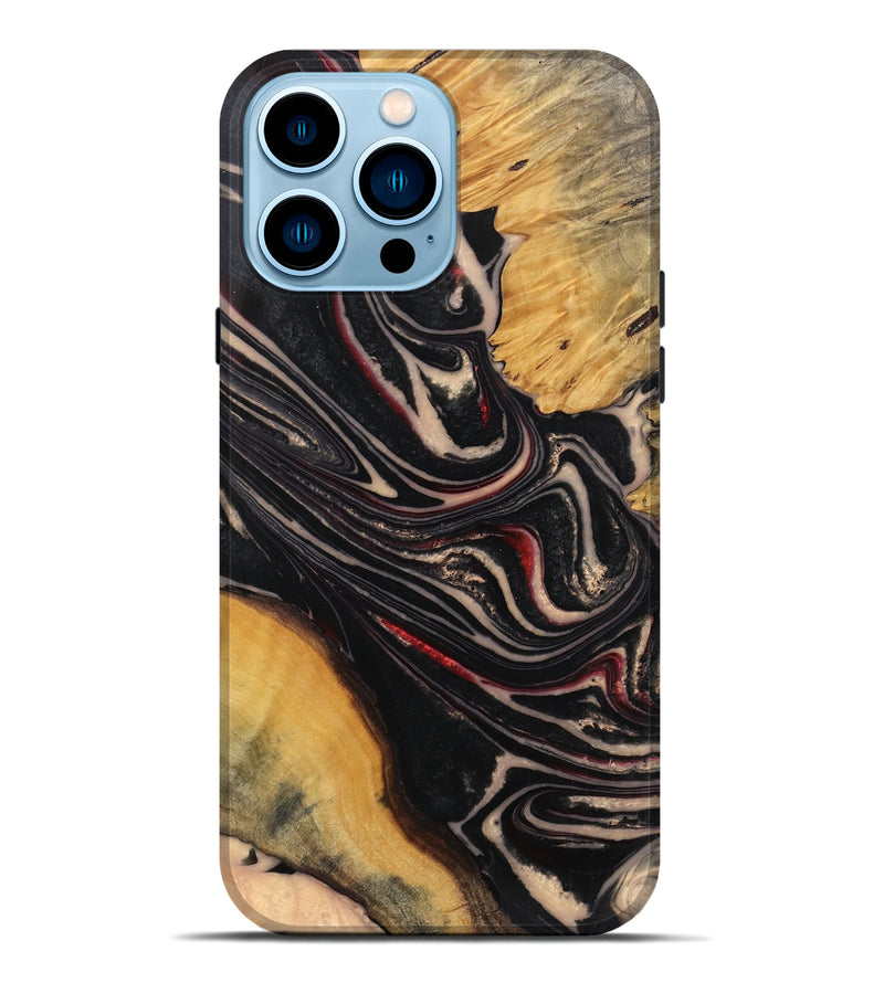 iPhone 14 Pro Max Wood Live Edge Phone Case - Rowen (Black & White, 745702)