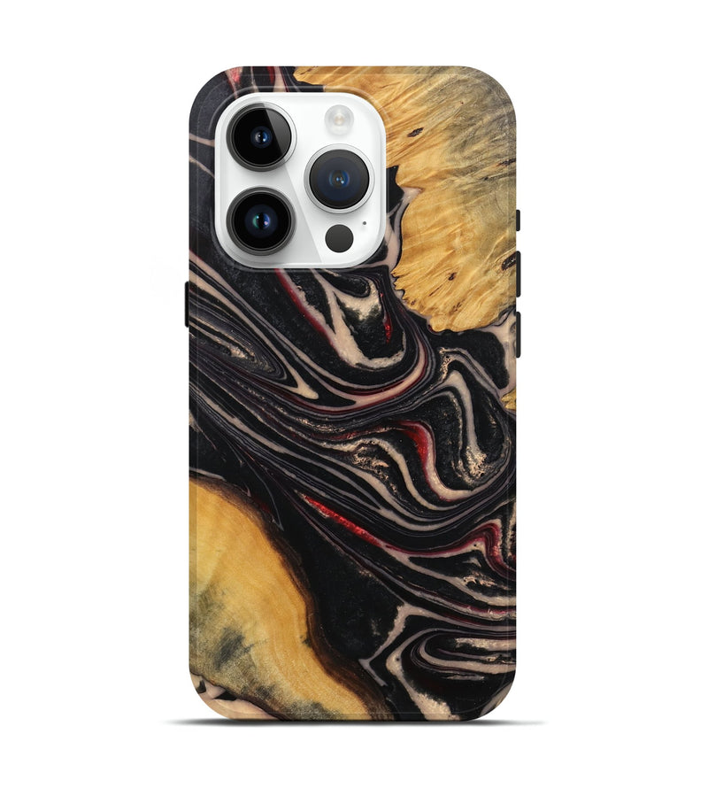 iPhone 15 Pro Wood Live Edge Phone Case - Rowen (Black & White, 745702)