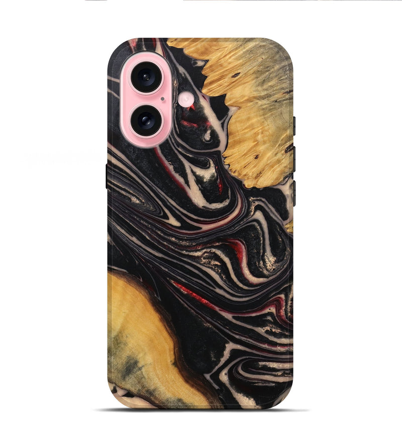 iPhone 16 Wood Live Edge Phone Case - Rowen (Black & White, 745702)