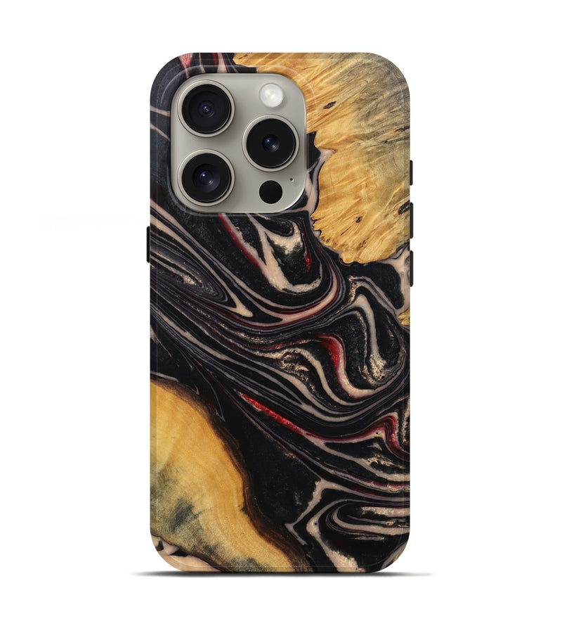 iPhone 16 Pro Wood Live Edge Phone Case - Rowen (Black & White, 745702)