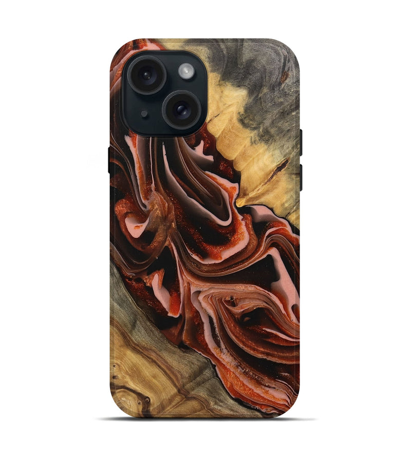 iPhone 15 Wood Live Edge Phone Case - Blanche (Red, 745703)