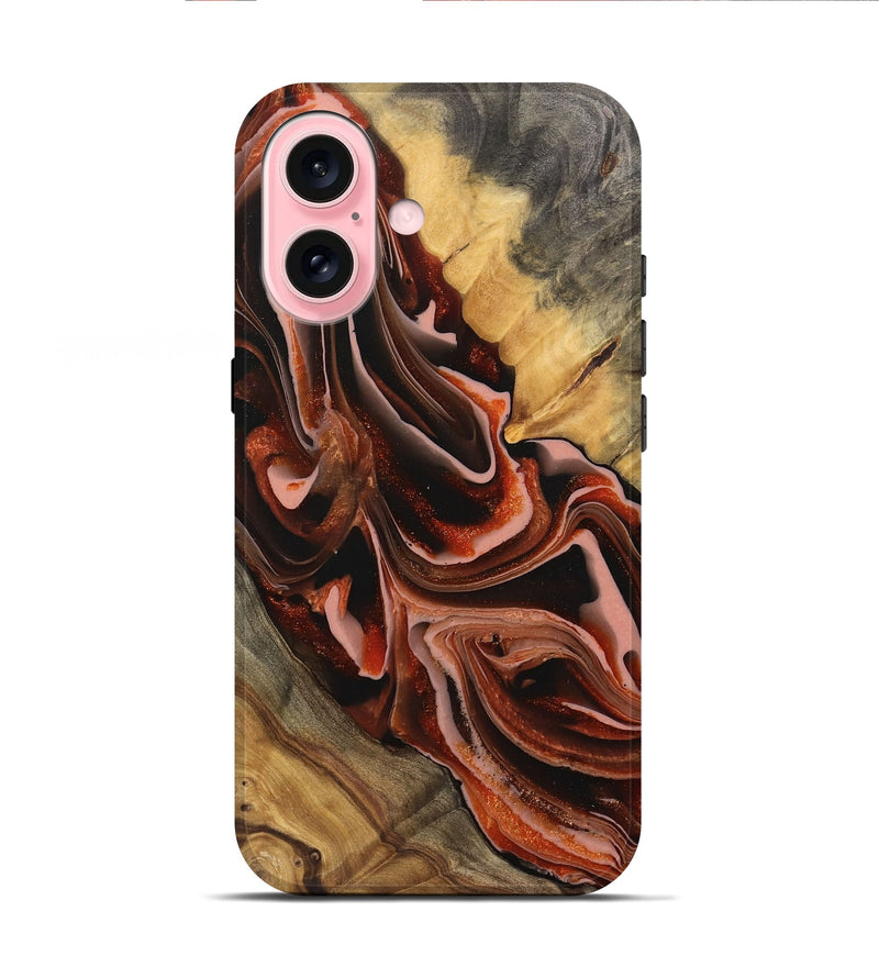 iPhone 16 Wood Live Edge Phone Case - Blanche (Red, 745703)