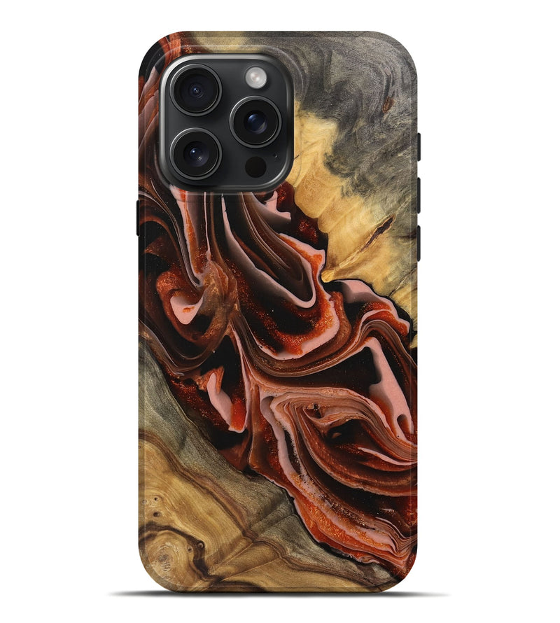 iPhone 16 Pro Max Wood Live Edge Phone Case - Blanche (Red, 745703)