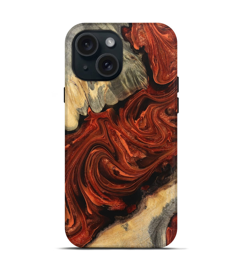 iPhone 15 Wood Live Edge Phone Case - Wyatt (Red, 745704)