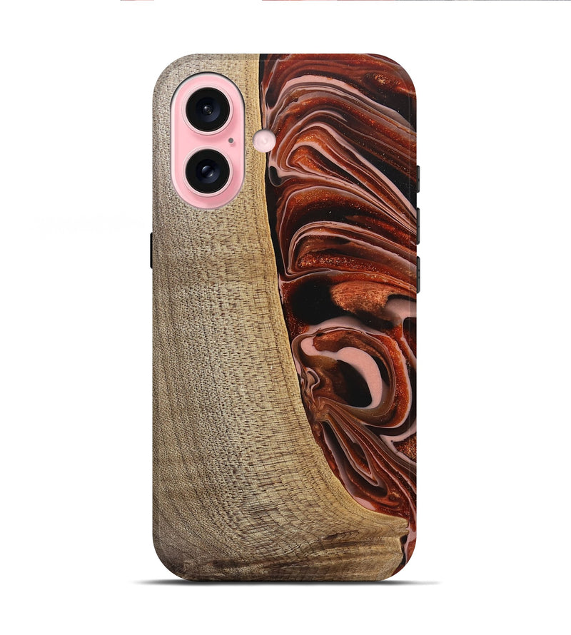 iPhone 16 Wood Live Edge Phone Case - Lotta (Red, 745706)