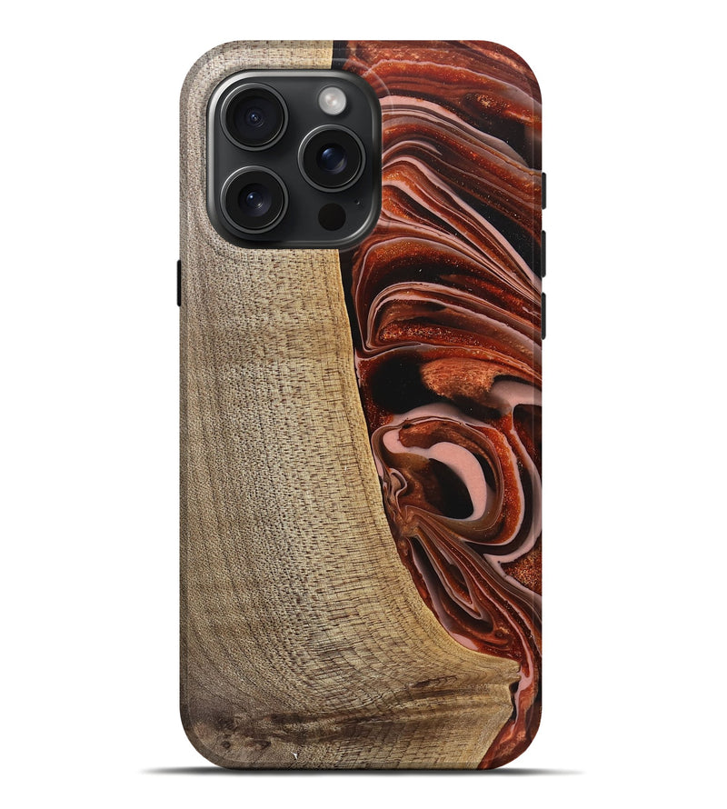 iPhone 16 Pro Max Wood Live Edge Phone Case - Lotta (Red, 745706)