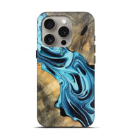 iPhone 16 Pro Wood Live Edge Phone Case - Beatriz (Blue, 745708)