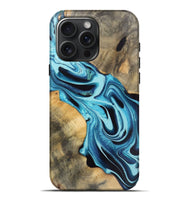 iPhone 16 Pro Max Wood Live Edge Phone Case - Beatriz (Blue, 745708)