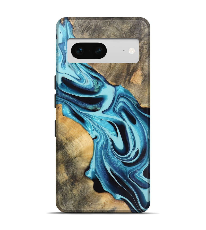 Pixel 7 Wood Live Edge Phone Case - Beatriz (Blue, 745708)