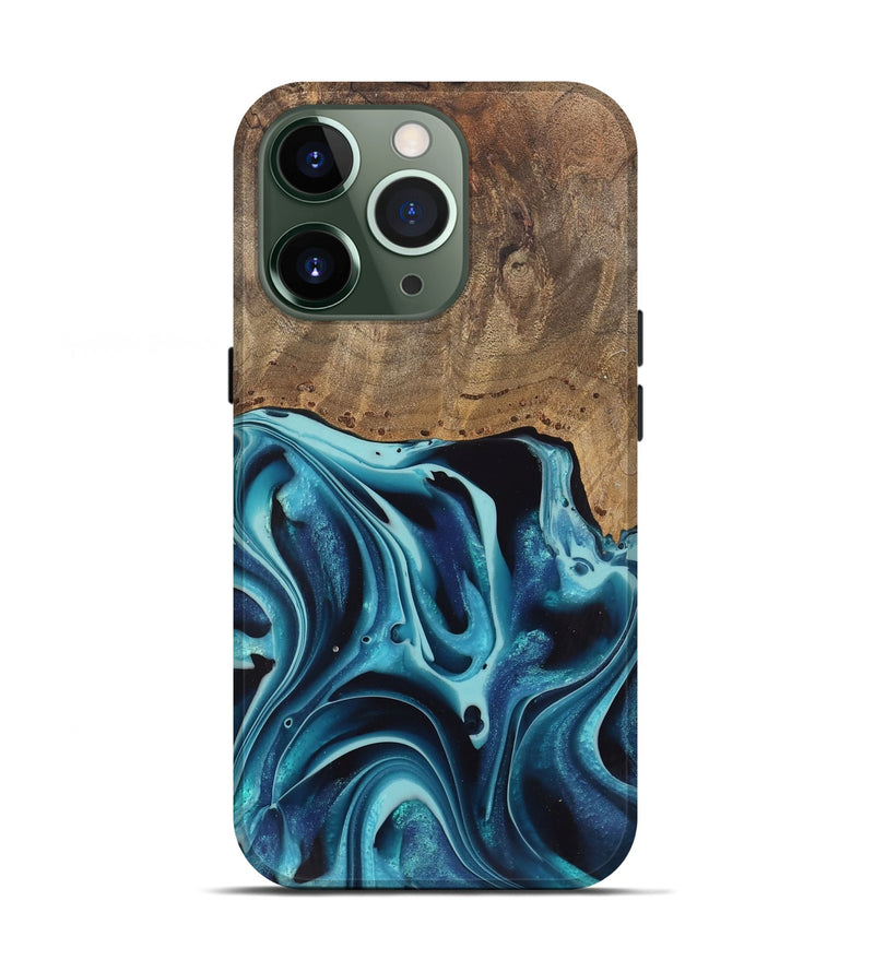 iPhone 13 Pro Wood Live Edge Phone Case - Novalee (Blue, 745709)