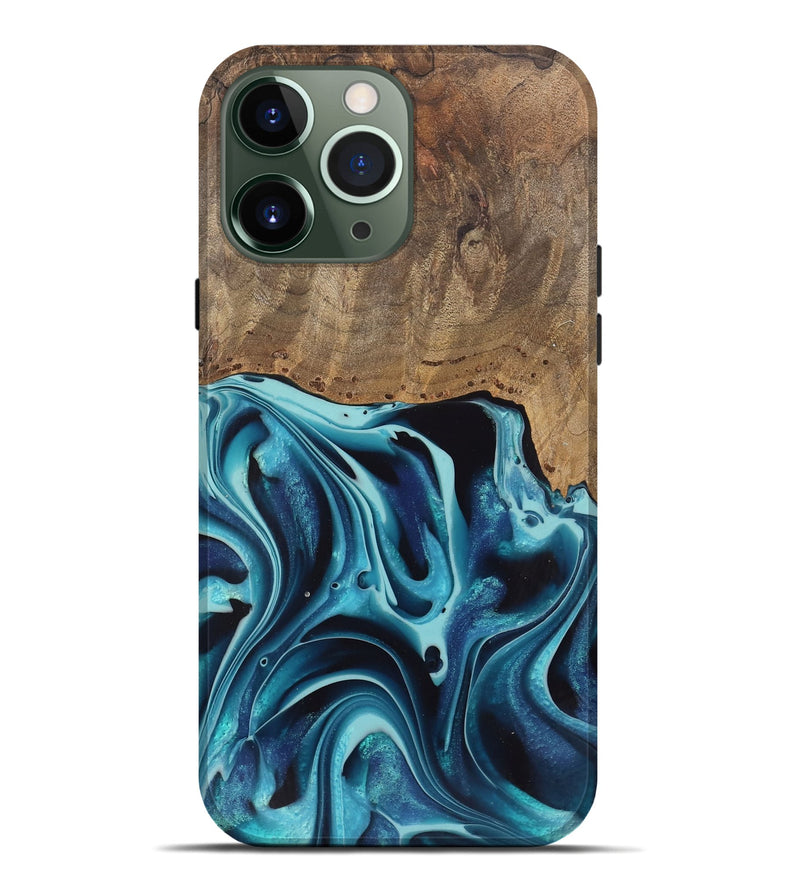 iPhone 13 Pro Max Wood Live Edge Phone Case - Novalee (Blue, 745709)