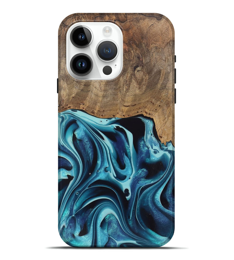 iPhone 15 Pro Max Wood Live Edge Phone Case - Novalee (Blue, 745709)