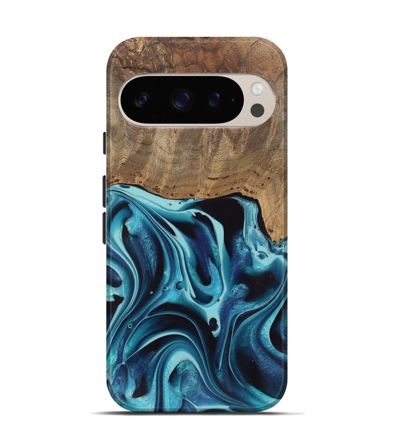 Pixel 9 Pro Wood Live Edge Phone Case - Novalee (Blue, 745709)