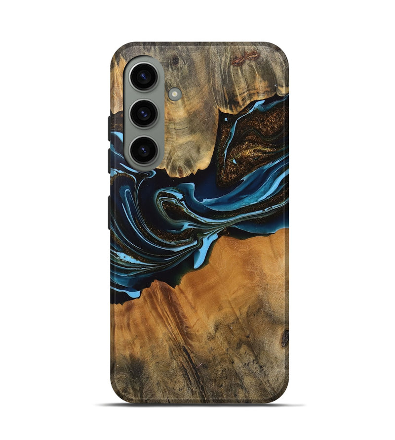 Galaxy S24 Wood Live Edge Phone Case - Darcy (Teal & Gold, 745710)