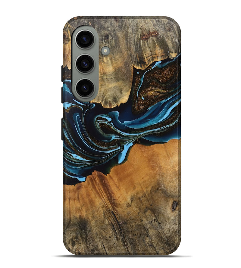 Galaxy S24 Plus Wood Live Edge Phone Case - Darcy (Teal & Gold, 745710)