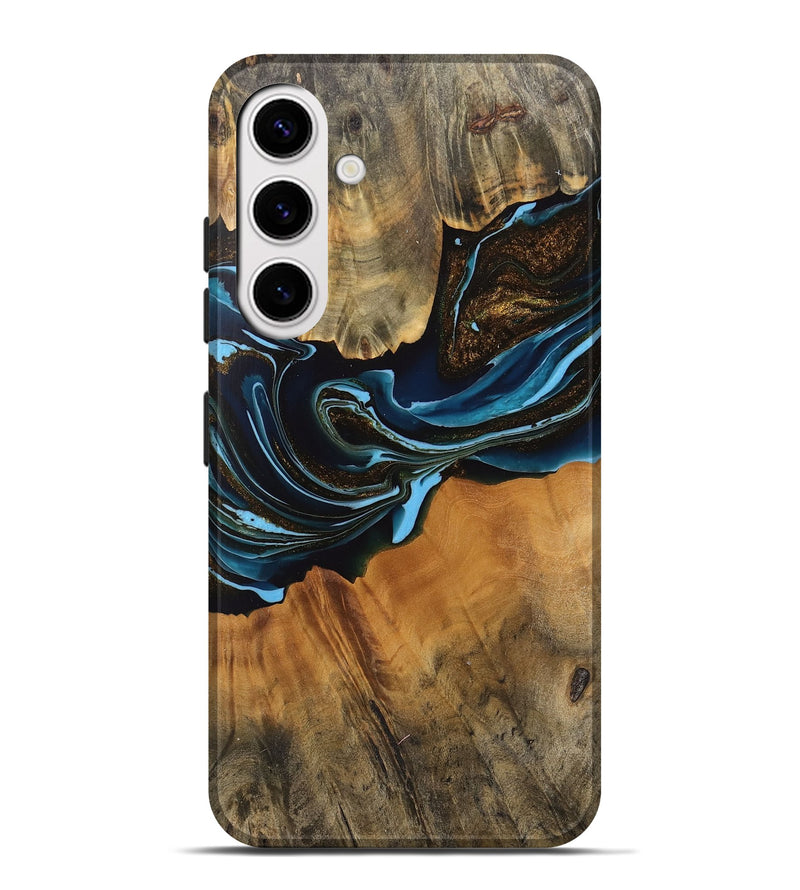 Galaxy S25 Plus Wood Live Edge Phone Case - Darcy (Teal & Gold, 745710)