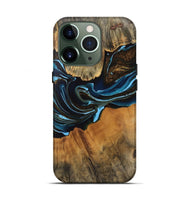 iPhone 13 Pro Wood Live Edge Phone Case - Darcy (Teal & Gold, 745710)