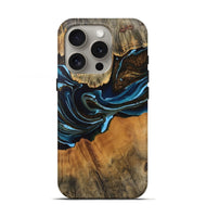 iPhone 16 Pro Wood Live Edge Phone Case - Darcy (Teal & Gold, 745710)