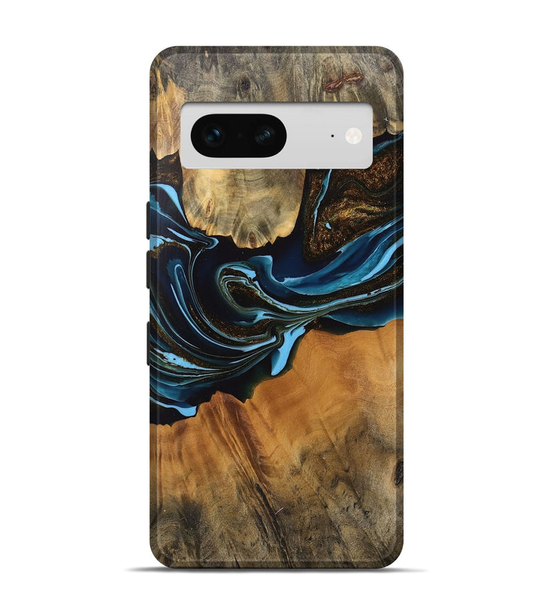 Pixel 7 Wood Live Edge Phone Case - Darcy (Teal & Gold, 745710)