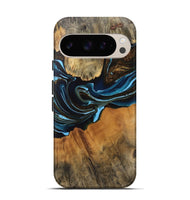 Pixel 9 Pro Wood Live Edge Phone Case - Darcy (Teal & Gold, 745710)