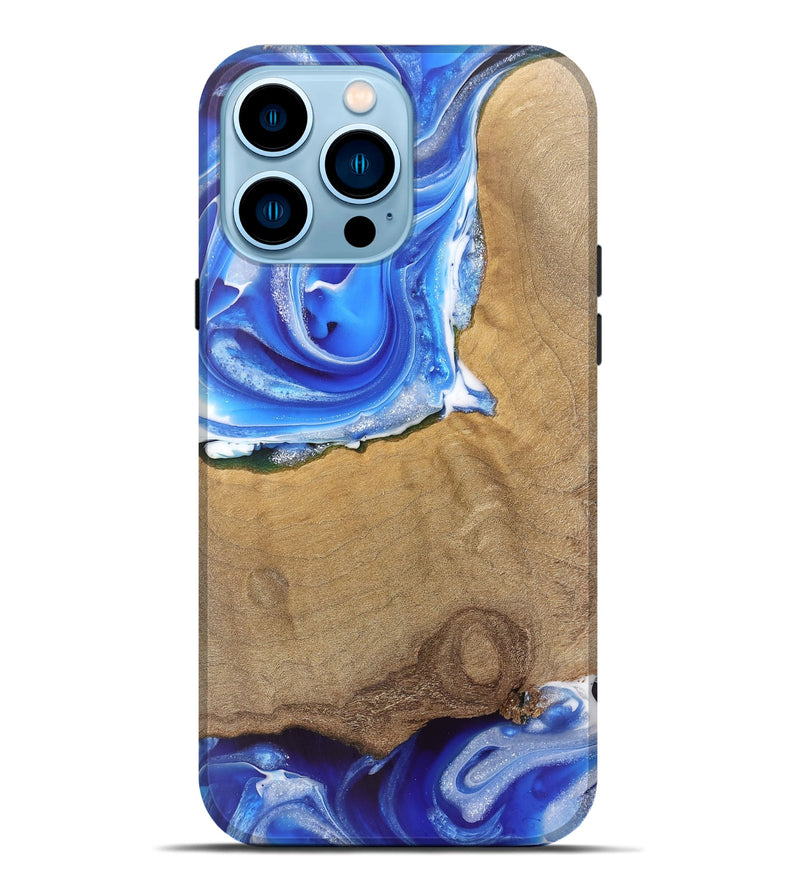 iPhone 14 Pro Max Wood Live Edge Phone Case - Mae (Blue, 745712)