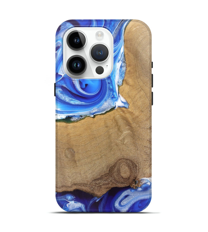 iPhone 15 Pro Wood Live Edge Phone Case - Mae (Blue, 745712)