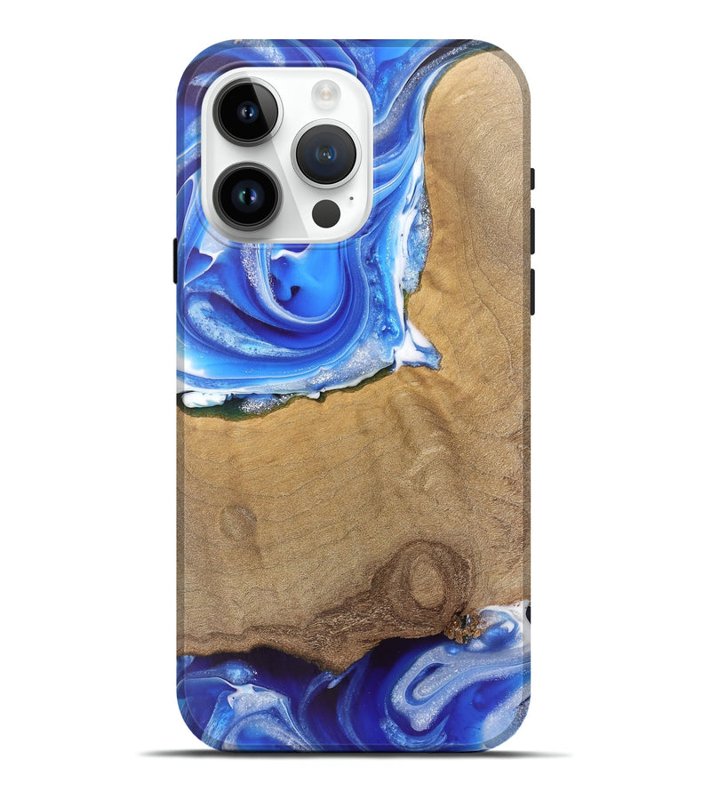 iPhone 15 Pro Max Wood Live Edge Phone Case - Mae (Blue, 745712)