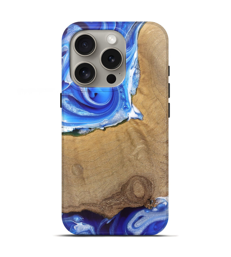 iPhone 16 Pro Wood Live Edge Phone Case - Mae (Blue, 745712)