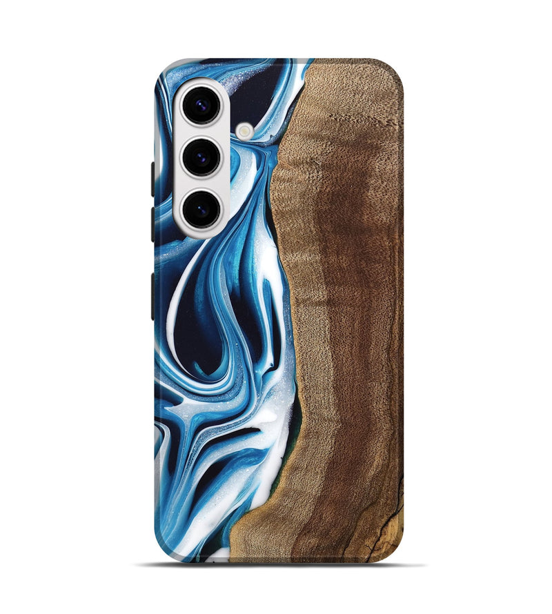 Galaxy S25 Wood Live Edge Phone Case - Abel (Blue, 745714)