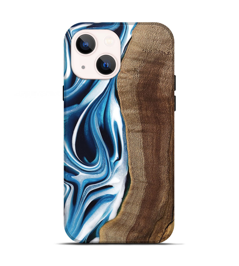 iPhone 13 Wood Live Edge Phone Case - Abel (Blue, 745714)