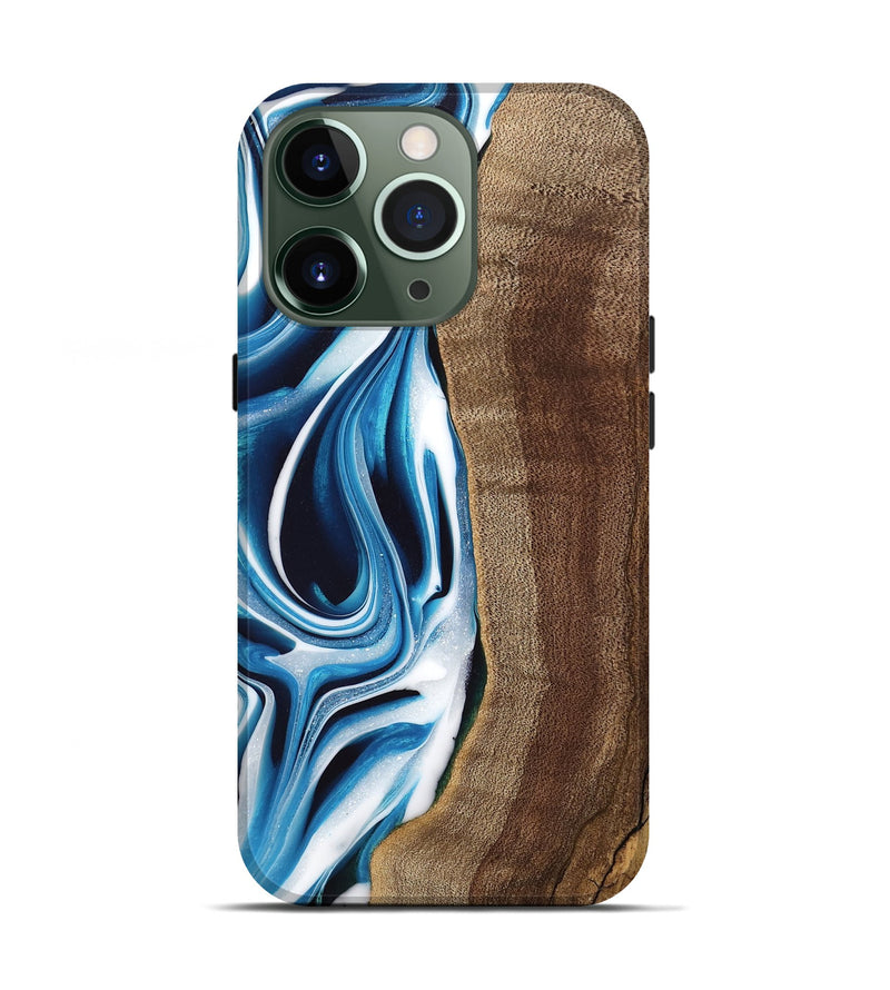 iPhone 13 Pro Wood Live Edge Phone Case - Abel (Blue, 745714)