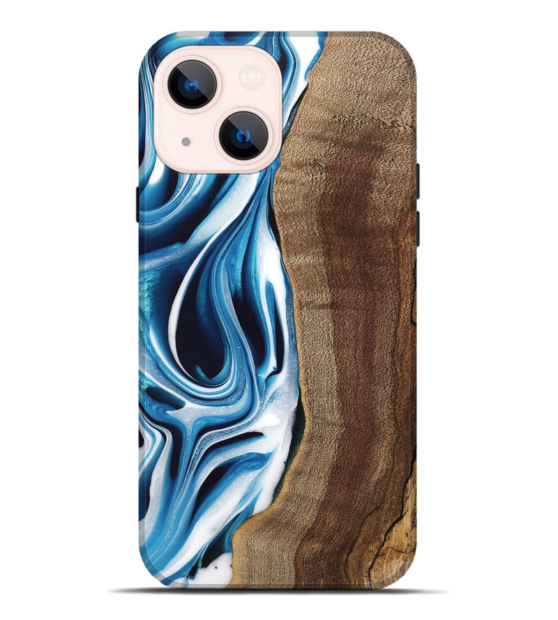 iPhone 14 Plus Wood Live Edge Phone Case - Abel (Blue, 745714)