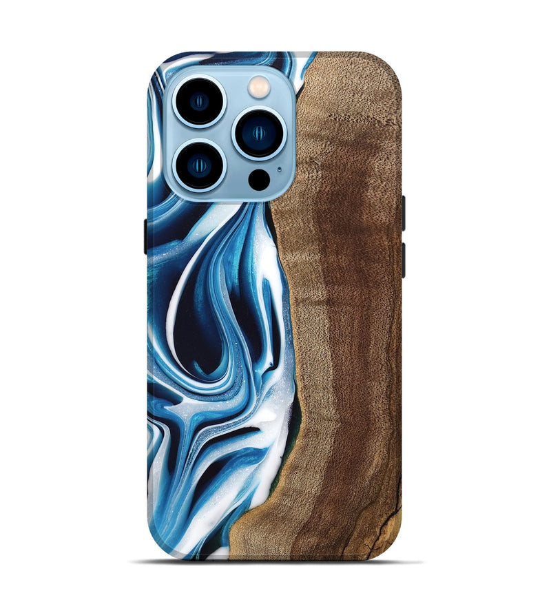 iPhone 14 Pro Wood Live Edge Phone Case - Abel (Blue, 745714)